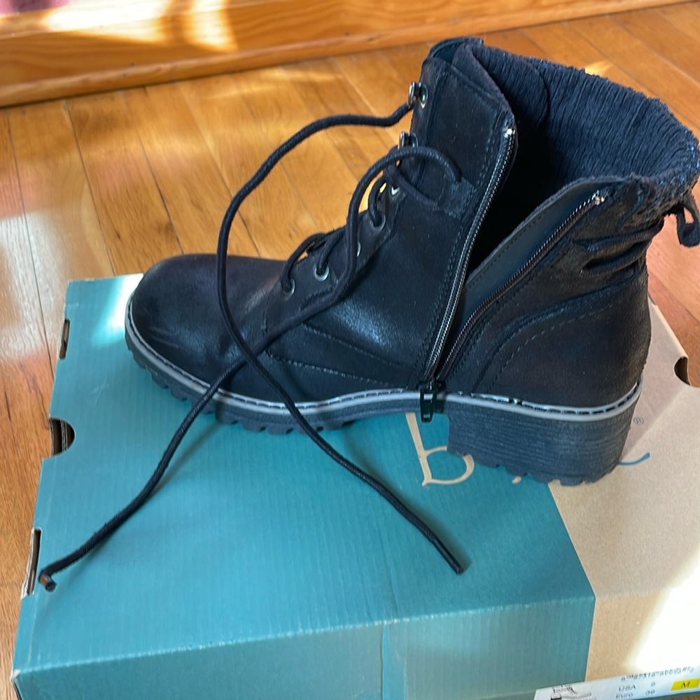 B.O.C black boots, size 8M with side zipper and laces.